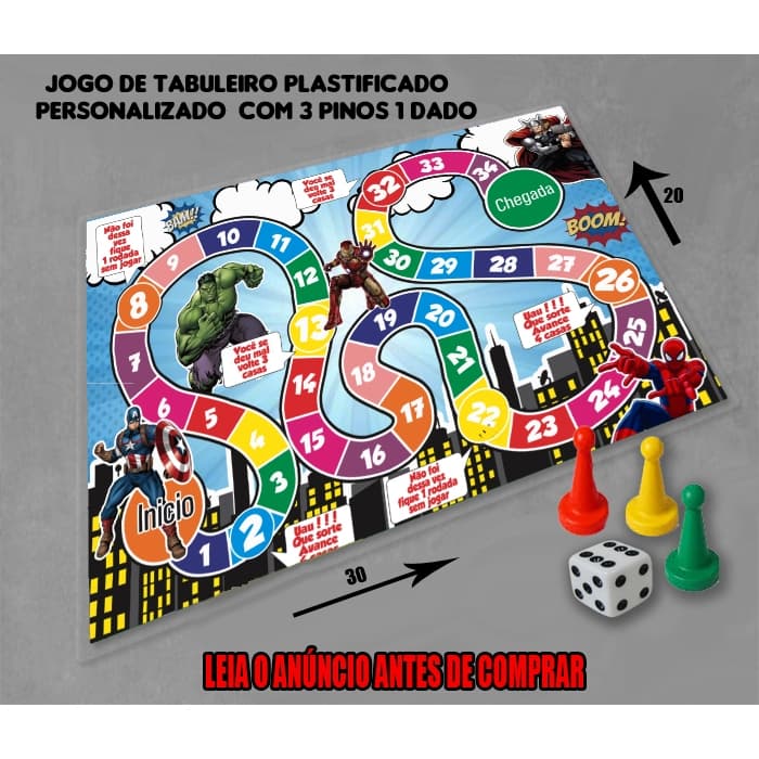 JOGO DE TABULEIRO DOS VINGADORES MARVEL E TODOS OS TEMAS