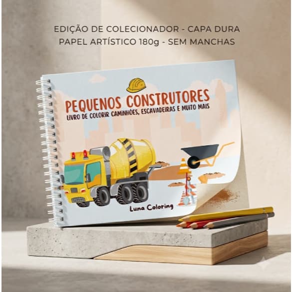 Pequenos Construtores: Livro De Colorir Caminhões, Escavadeiras E Muito Mais Com 50 Desenhos Incríveis Para Colorir A5