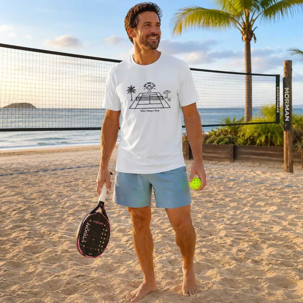 Camiseta Masculina Beach Tennis 100% Algodão Manga Curta Estampa Esportiva Leve Macia Confortável