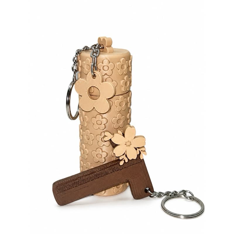 Kit Presente Floral – Tubo Porta Objetos com Chaveiro de Flor | Porta batom e chaveiro | Presente