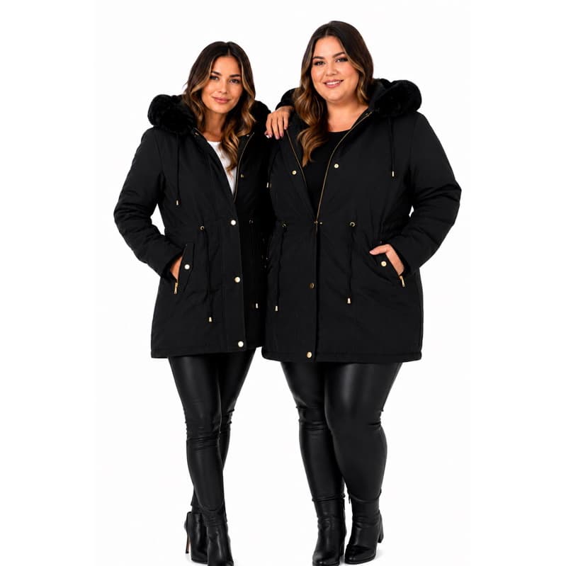 Jaqueta Parka Feminina Sobretudo Impermeável Peluciada Forrada Inverno Premium P ao G5