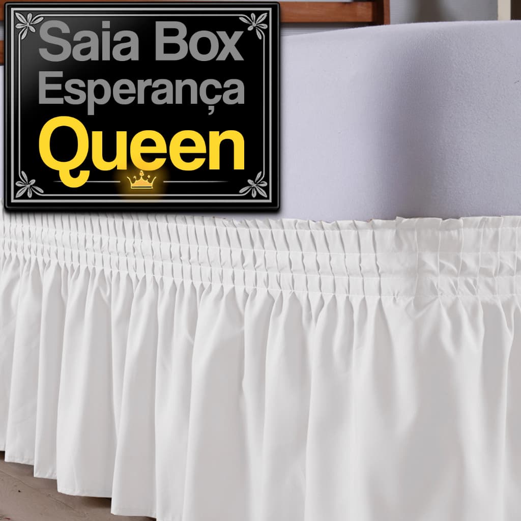 Saia Cama Box Queen Elástico Fivela Regulável Microfibra 40cm Decoração Quarto Lavável