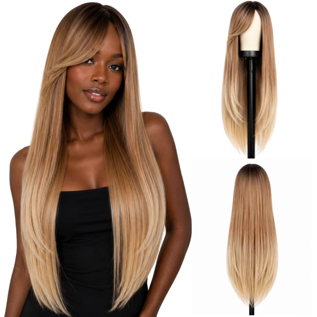 Peruca Lisa com Franja Fibra Orgânica Lindissíma Lace Wig + Touca