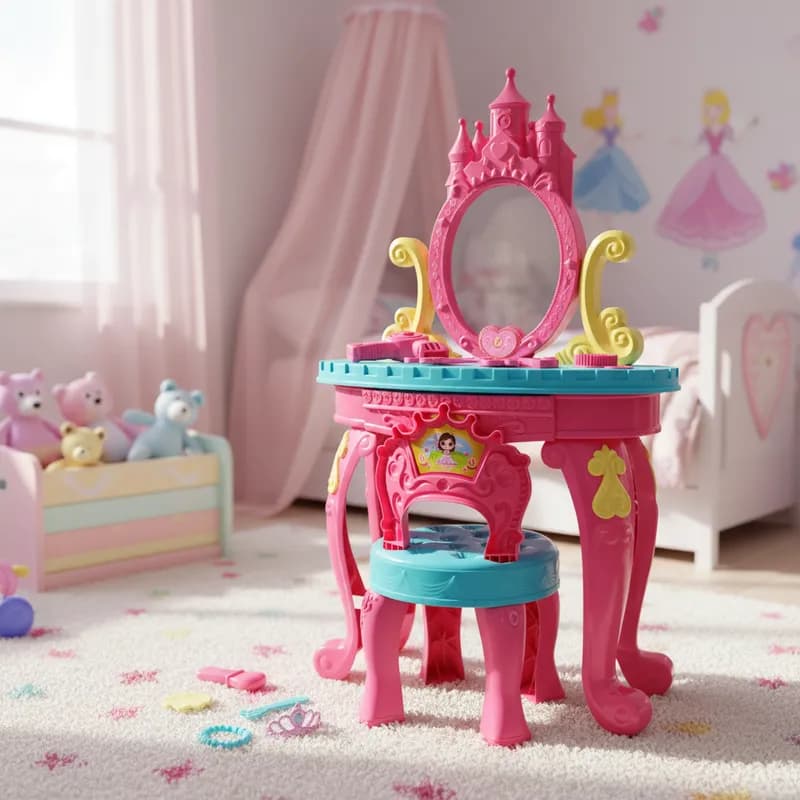 Penteadeira Infantil Princesa Rosa Com Acessórios e Banquinho Homeplay Super Oferta Envio Rapido