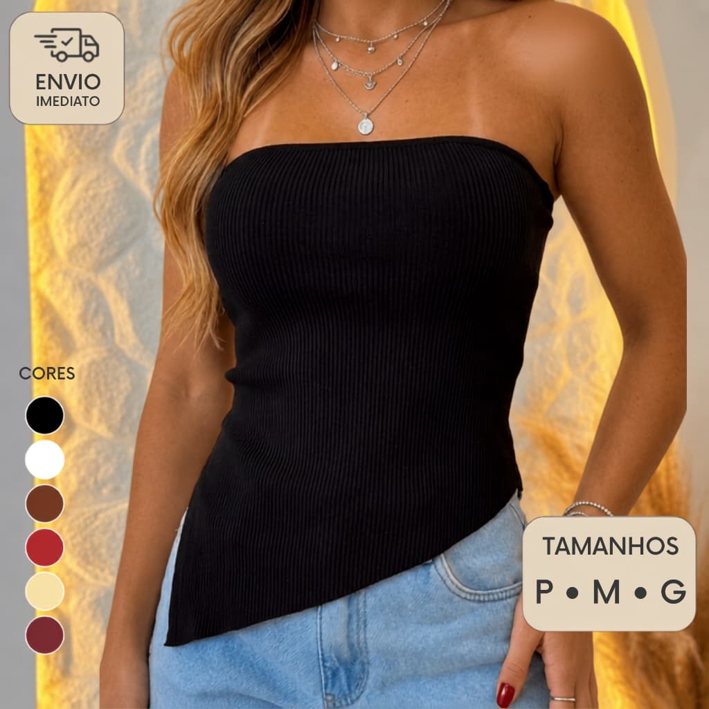 Blusa Tomara Que Caia Feminina Assimetrica Ribana Cropped Moda Blogueira Verão Drapeada