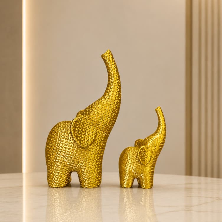 Kit 2 Elefantes da Sorte Decorativos Impressão 3D Várias Cores Efeito Crochê Casa e Decoração