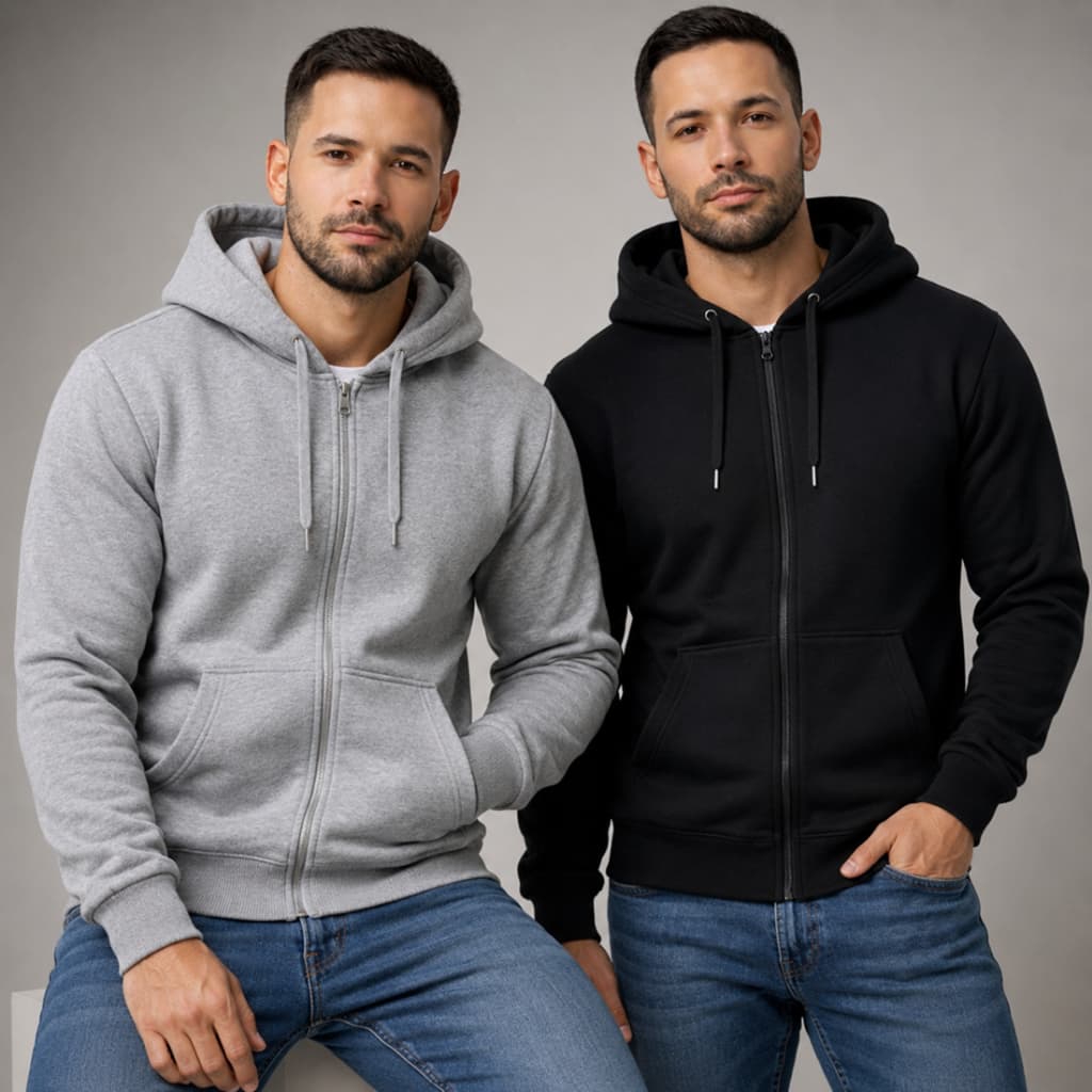Kit 2 Moletons Com Zíper E Capuz Bolso Jaqueta  Casaco/Capote Blusa De Frio Masculina Flanelado