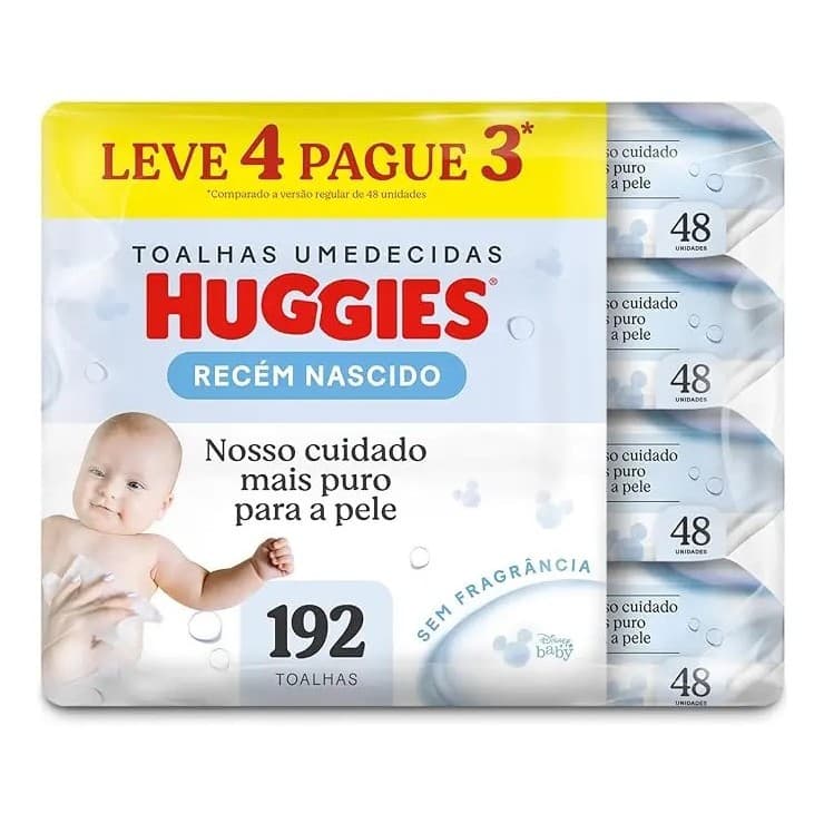 Lenços Umedecidos Huggies Recém Nascido Pack C4 - 192 Un