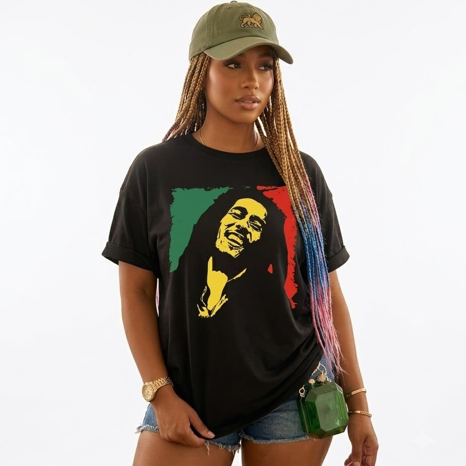 Camisa Feminina Bob Marley Estampada Algodão Premium Camiseta Reggae Confortável