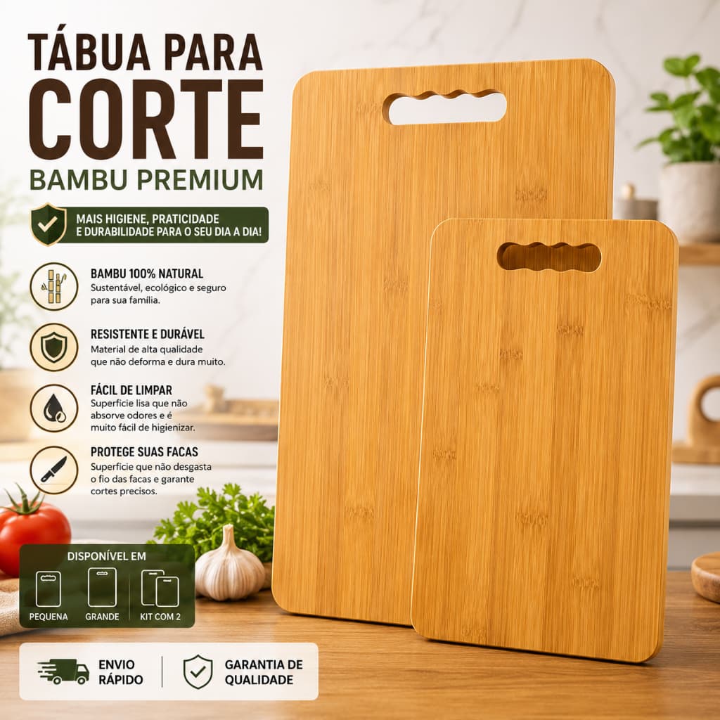 Tábua de Corte Compensado em Bambu Premium Grande Pequena Antibacteriana Resistente Fácil de Limpar Original