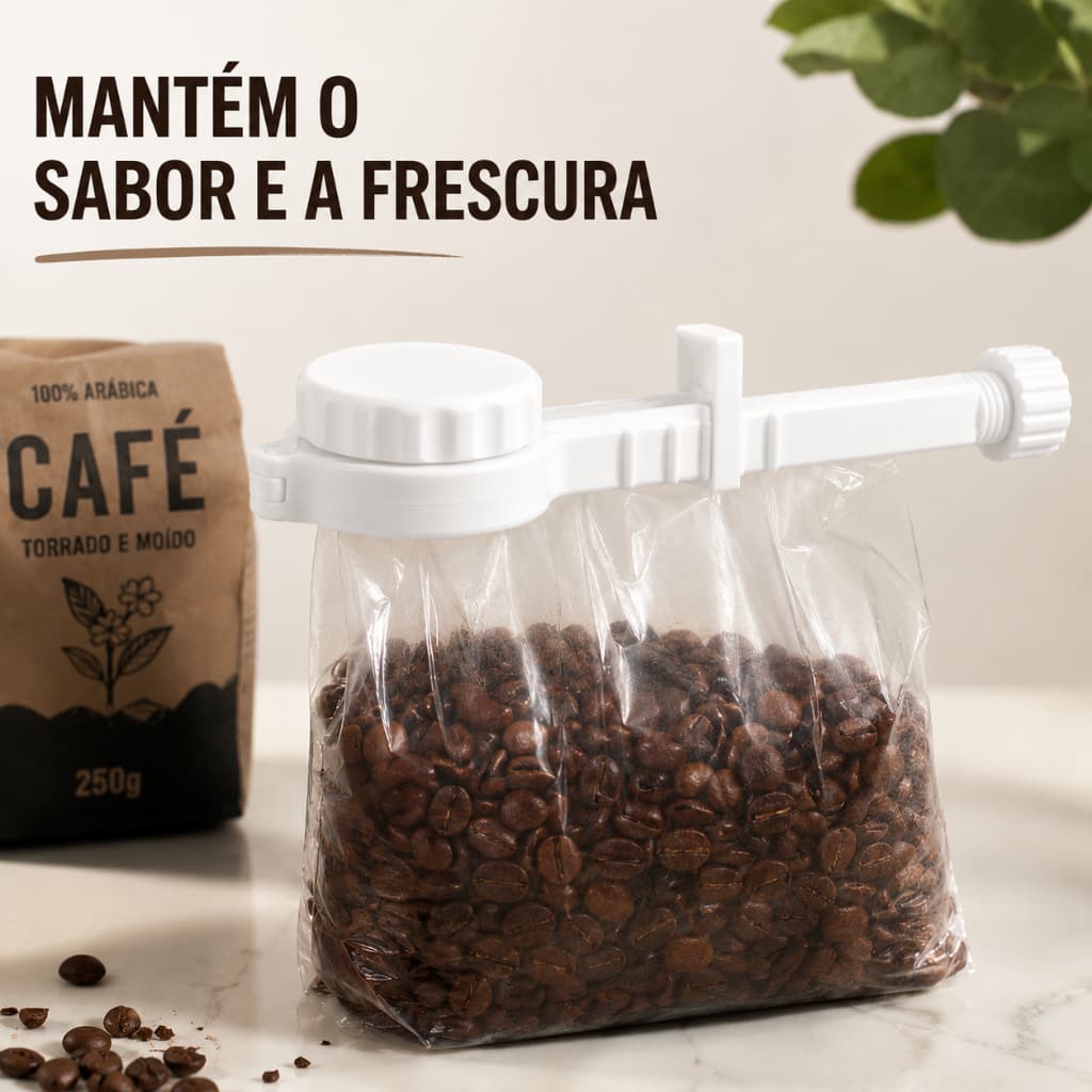 Fechador de Sacos com Tampa Rosqueável Reutilizável para Café, Ração, Grãos e Alimentos