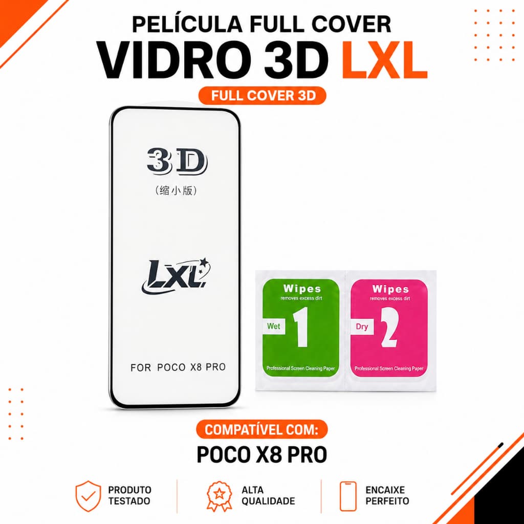 Pelicula Poco X8 Pro 5G Vidro 3D Peliculas Frontal LXL Vidro Encaixe Perfeito de Alta Qualidade
