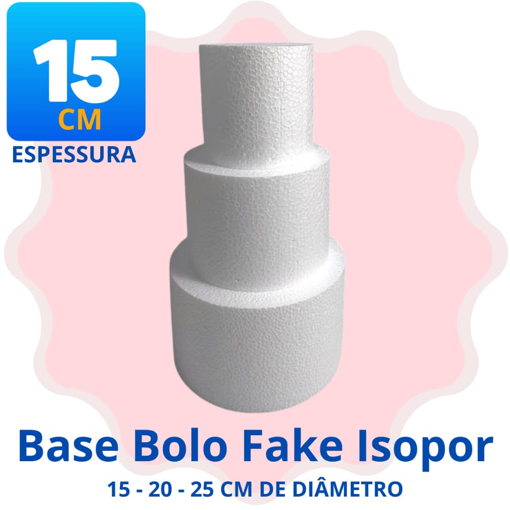 Base para Bolo Fake 15cm de Isopor Maciço Kit 15 20 25 cm | Bolo Cenográfico | Artesanato | Festa
