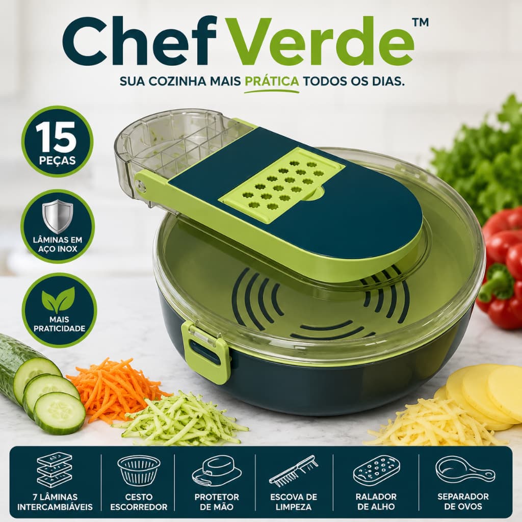 ChefVerde™ — O kit multifuncional que transforma a forma de preparar suas refeições.