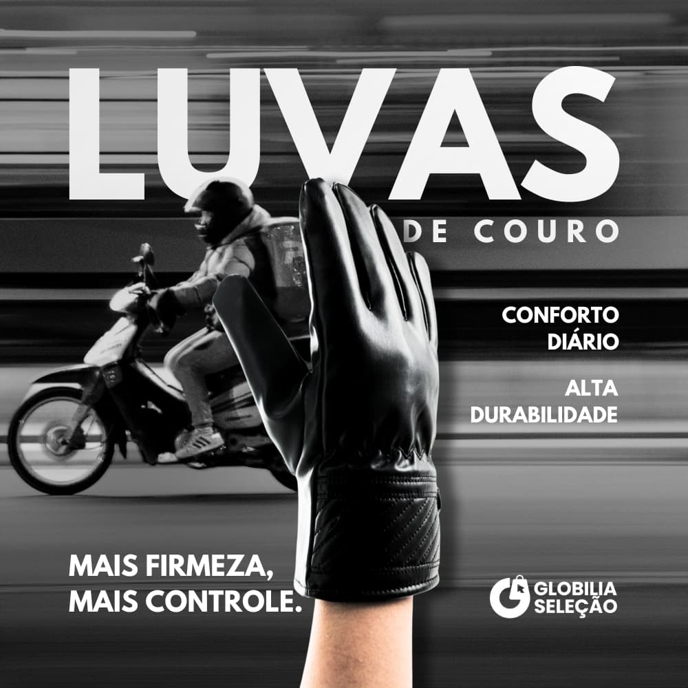 🔥Luvas Motoqueiro Feminina Masculina Impermeável Couro Sintético PU Resistente ao Frio FS0750