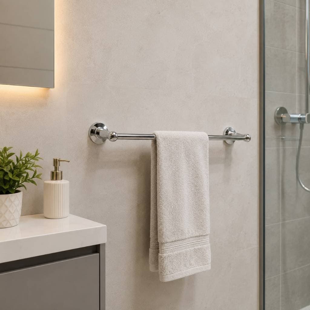 Porta Toalha Banheiro Toalheiro Reto Cromado Inox Suporte Toalha Banho e Rosto