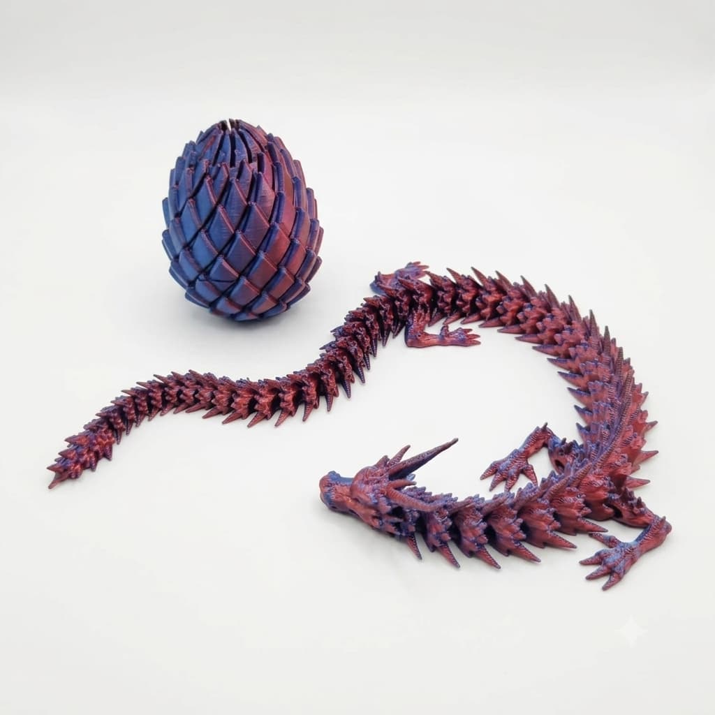 Kit Dragão Articulado + Ovo Sensorial Articulado Impresso em 3D | Brinquedo Fidget Infantil