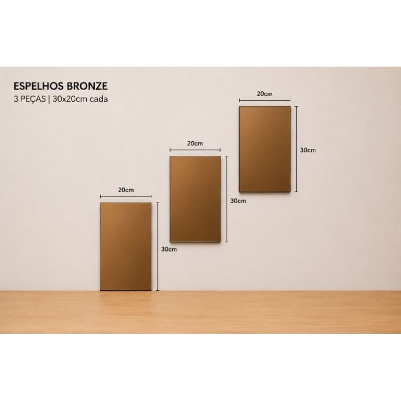KIT 3 ESPELHOS BRONZE