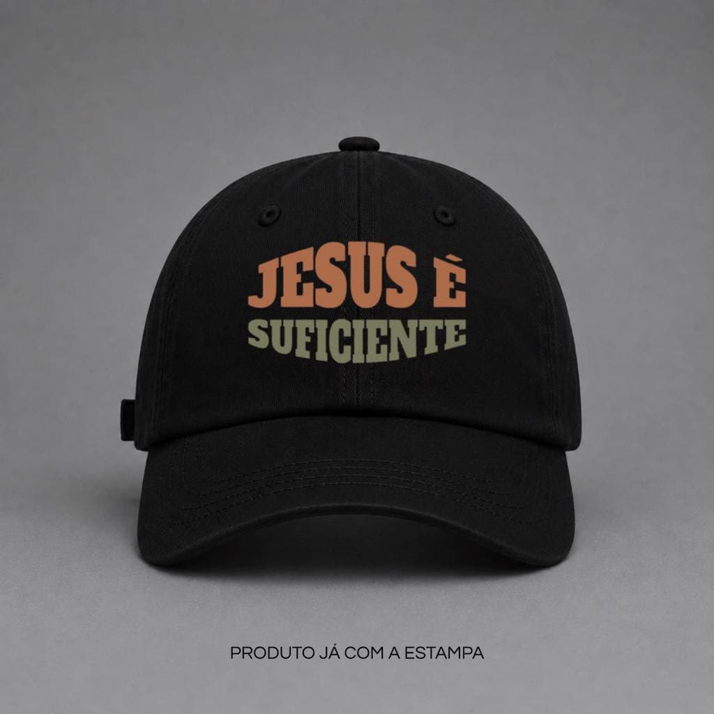 Boné Aba Curva Jesus é Suficiente – Boné Cristão Unissex Ajustável com Estampa de Fé