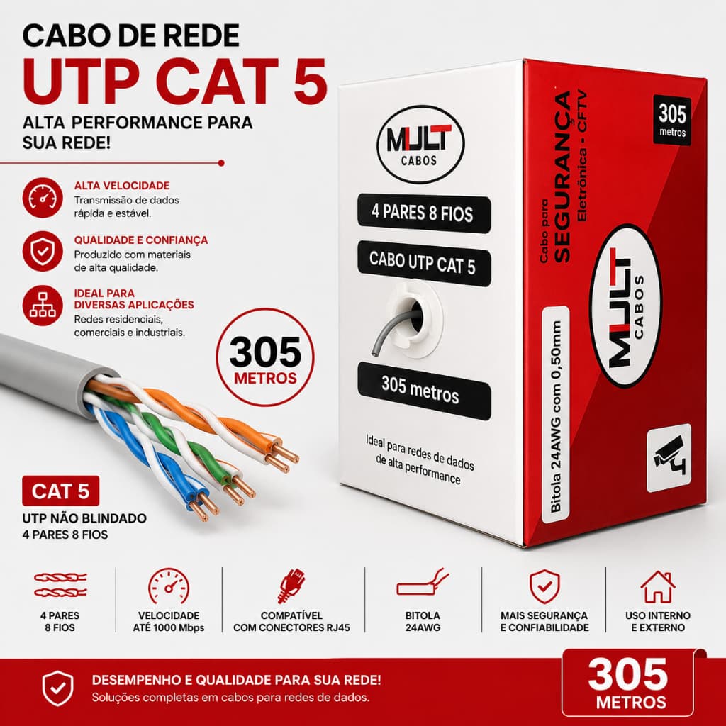 Cabo de rede CAT5-Mult 305m
