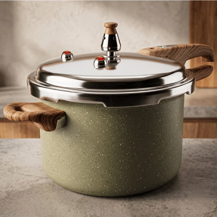 Panela Pressão 4,2L Cerâmica Antiaderente Compatível Indução Max Chef Wood Premium