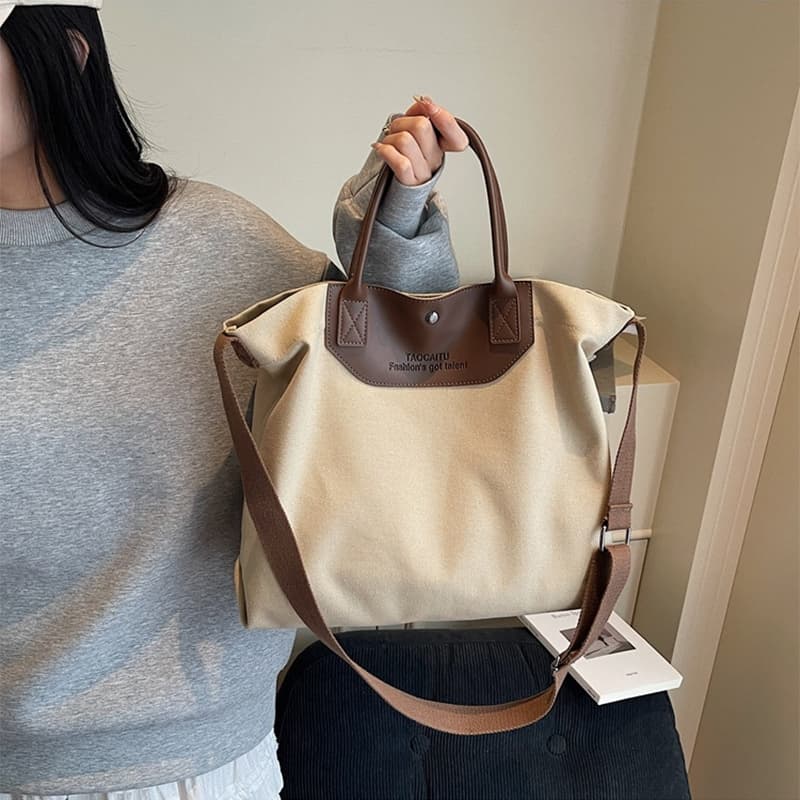 Bolsa Tote Feminina Grande Capacidade Bolsa de Lona Transversal Ombro Mão Casual para Faculdade Trabalho Compras Moda