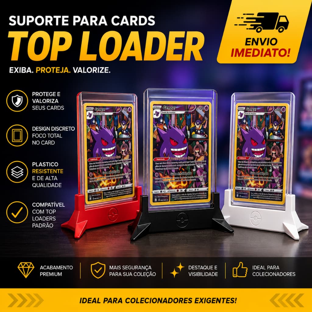 Suporte / Expositor Para Cards Colecionável(TCG) - Base para Top Loader - Pokémon - Unidade ou Kit