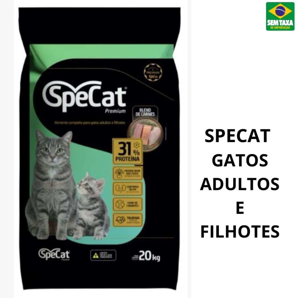 Ração Specat Premium Gatos Adultos e Filhotes 10kg Blend de Carnes 31% Proteína