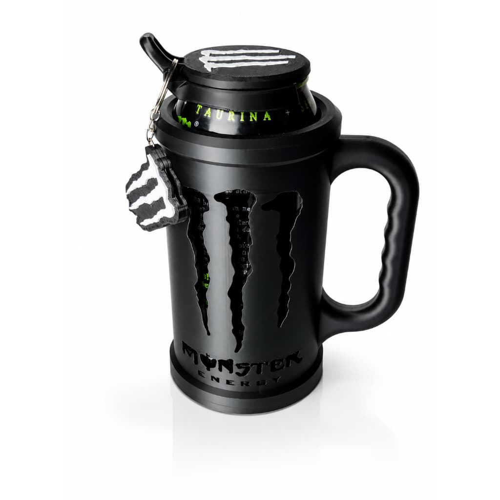 Porta Lata de Energético 473ml 3 em 1 com Tampa e Abridor | Decorativo Gamer para Mesa, Escritório e Home Office