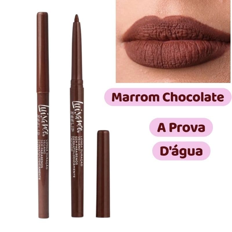 Lápis Retrátil Labial Marrom Chocolate Longa Duração Resistente A Água Batom Matte