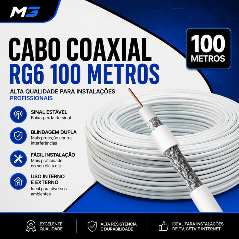 Cabo RG06 com 100 Metros