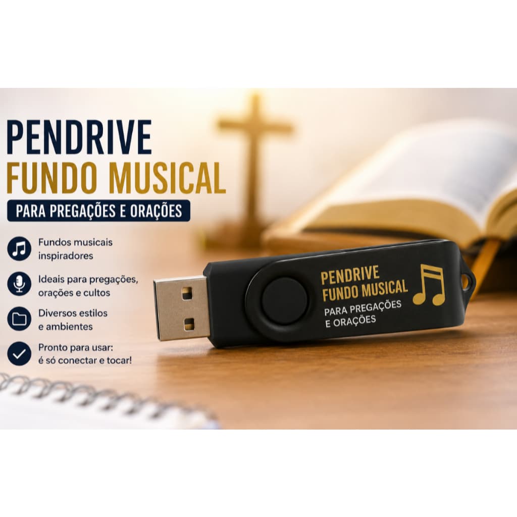 PENDRAIVER 8GB HARMONIA PARA PREGAÇÃO M/P/3