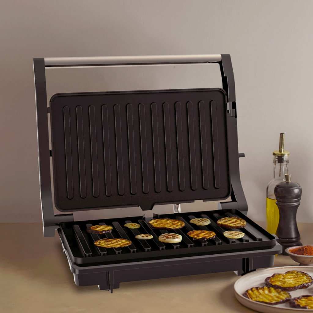 Grill E Sanduicheira Elétrica Superfície Antiaderente 1000W Inox/Preta 127V