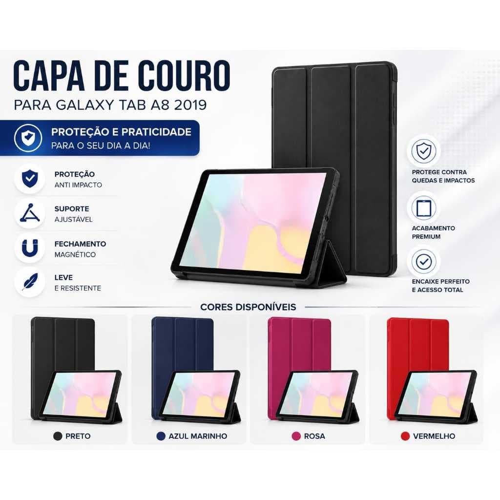 Capa Couro Galaxy Tablet A8 2019 T290 T295 Anti Impacto