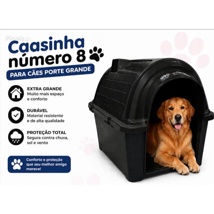 CASINHA CASA PRETA CACHORRO N8 PORTE GRANDE CASA IGLU COM PROTEÇÃO RAIOS UV DESMONTÁVEL LAVÁVEL