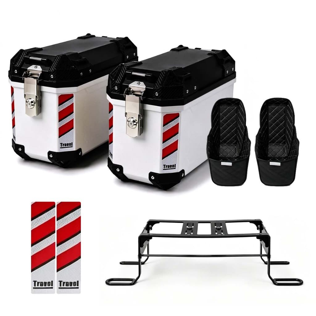 Kit 2 Baú De Moto Lateral Plástico 30 Litros Preto E Branco