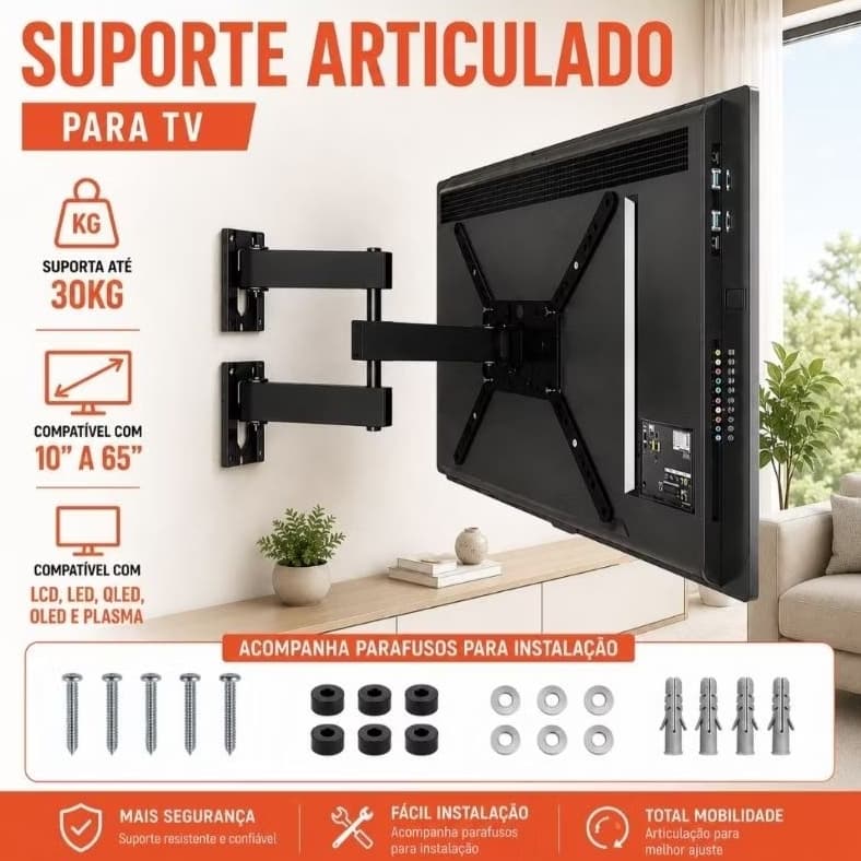 Suporte Para Tv Tri-articulado Lcd Led 26 32 40 42 47 50 55 65