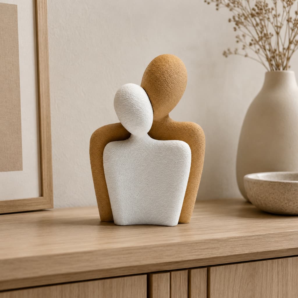 Escultura Casal Abraçado Decorativa Moderna para Sala Quarto Presente Romântico