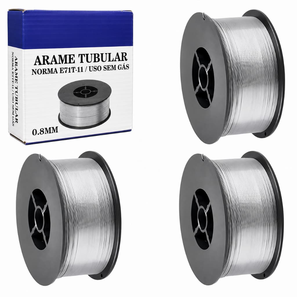 Arame De Solda Revestido Mig Uso Sem Gás 0.8mm 1kg 3 Rolos