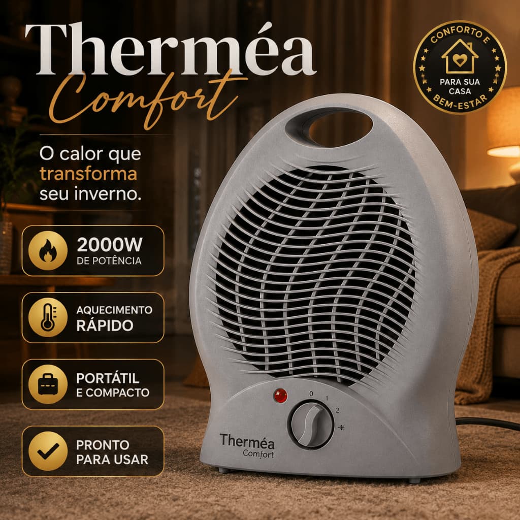 Aquecedor Elétrico Portátil 2000W 220V Therméa Comfort 2 Níveis de Aquecimento Cinza
