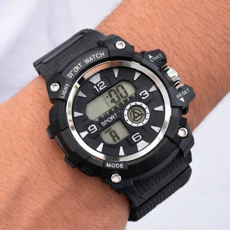 Relógio Digital Esportivo Prata  Luz Cronometro Alarme Calendário Original Masculino