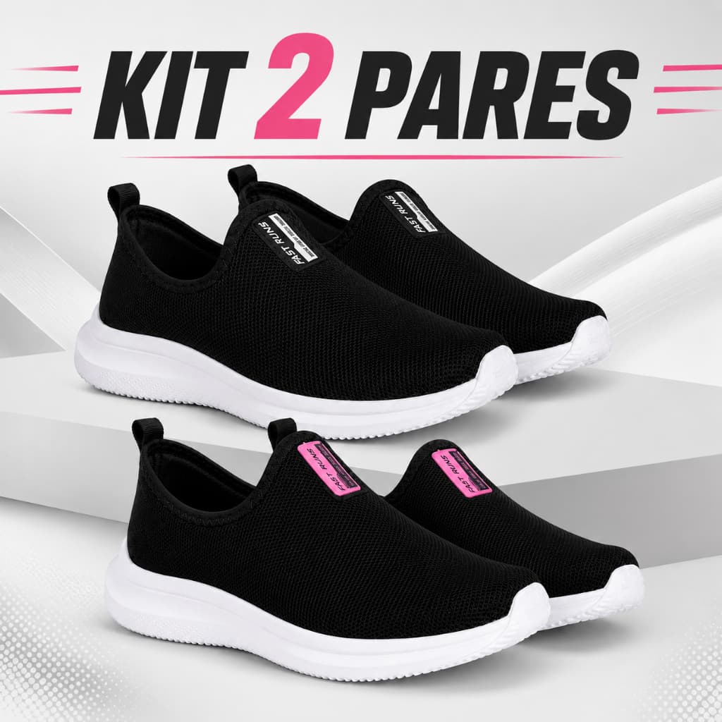 KIT 2 PARES - Tênis Masculino Feminino Casual Dia a Dia Meia Solado Macio Confortável