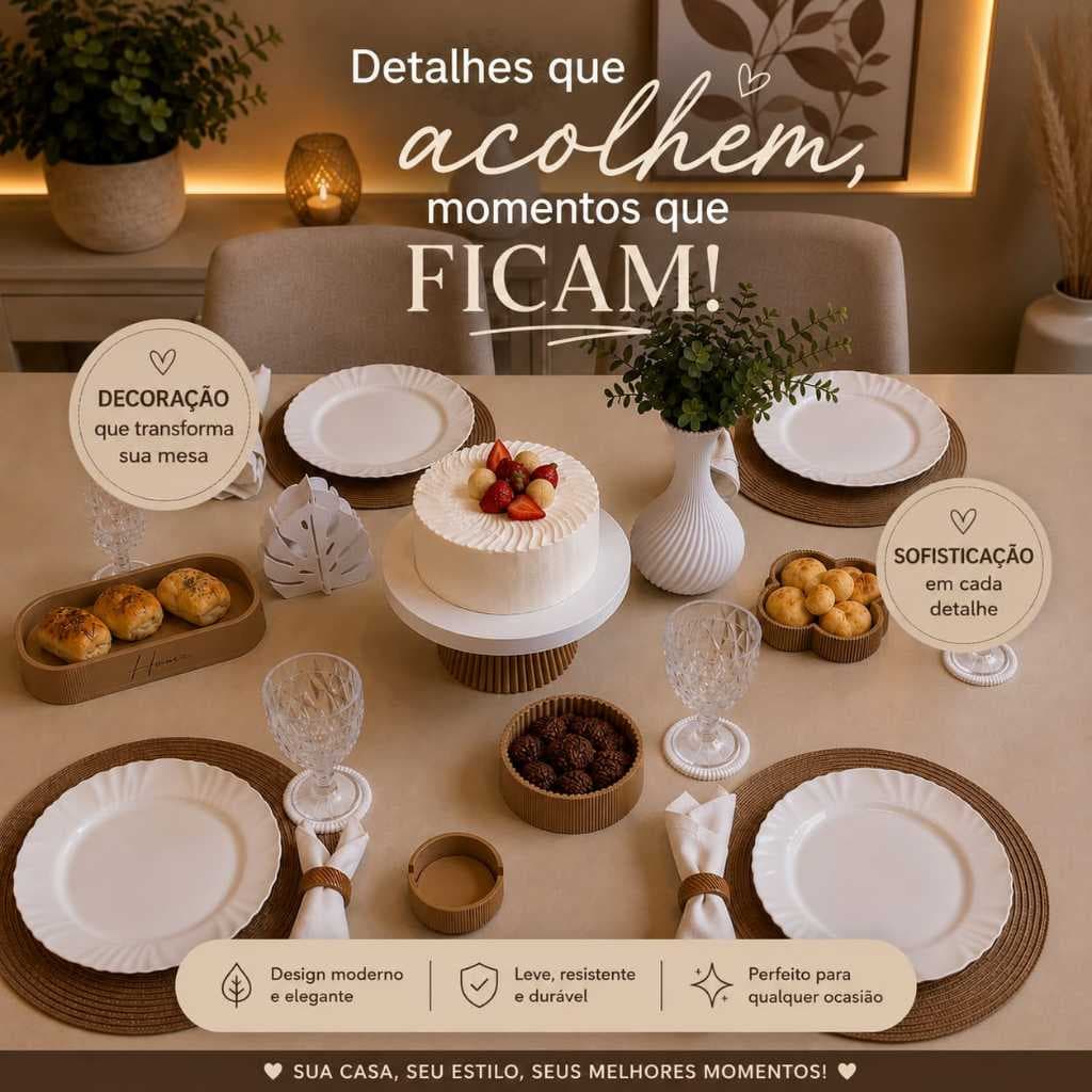 Kit Mesa Posta Decorativa | Suporte para Bolo, Vaso Decorativo, Porta Guardanapo, Petisqueiras e Bandejas para Decoração