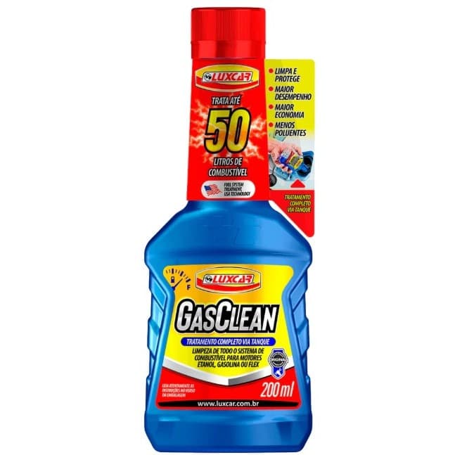 Aditivo Combustível Flex Gasolina Etanol GasClean 200ml - Luxcar - Limpa Bicos, Potência Original