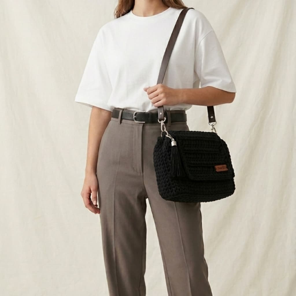 Bolsa Tiracolo 100% FEITO A MÃO Feminina de Crochê Artesanal | Bolsa de Ombro Jeni