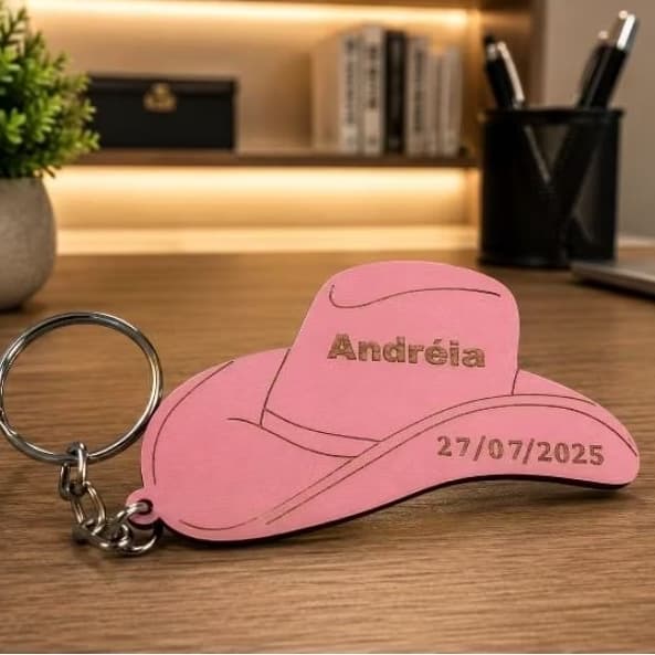 Kit Chaveiro lembrancinha personalizado Chapéu Country, Cowgirl , boiadeira em mdf
