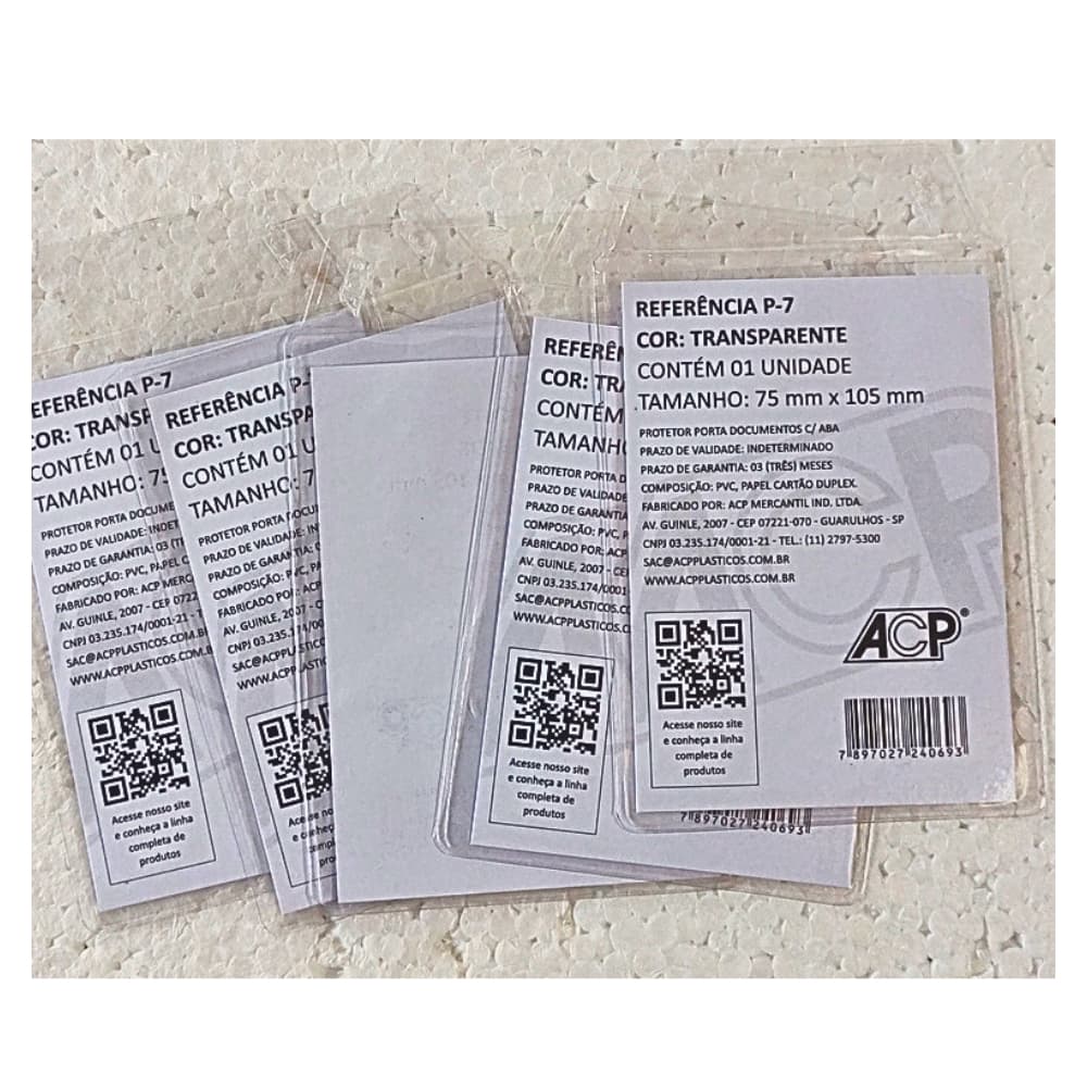 Porta Documento Rg e Título Eleitoral com Aba Cristal Transparente 7,5x10,5cm ACP - Kit com 5 Unidades