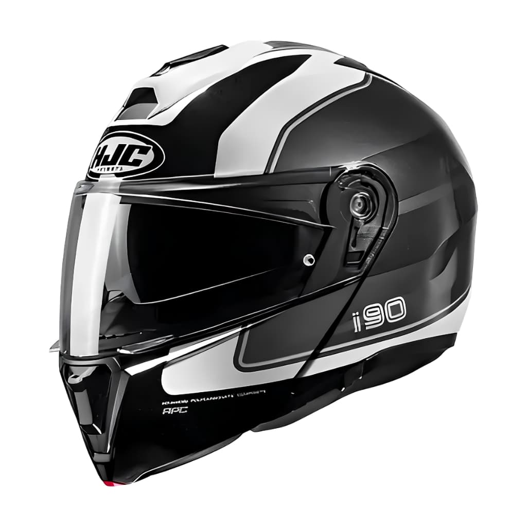 Capacete HJC i90 Wasco Cinza Branco Preto Capacete Articulado Para Moto Com Viseira Solar Original