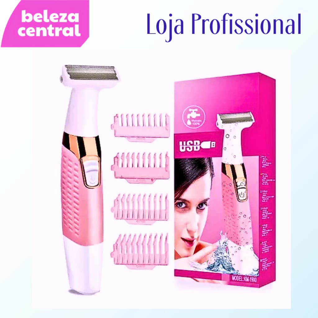 Aparador Elétrico de pelos femininos Pernas Axilas Virilha Kemei KM-1900 Recarregável