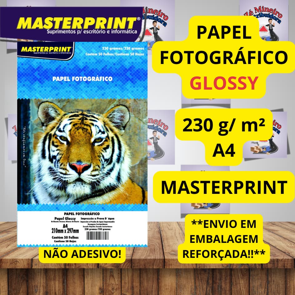 Papel Fotográfico 230g A4 Foto Glossy Brilhante Masterprint